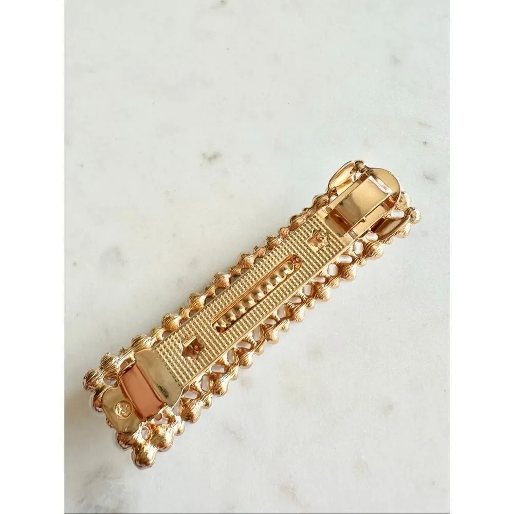Pearl and diamond hair barrette